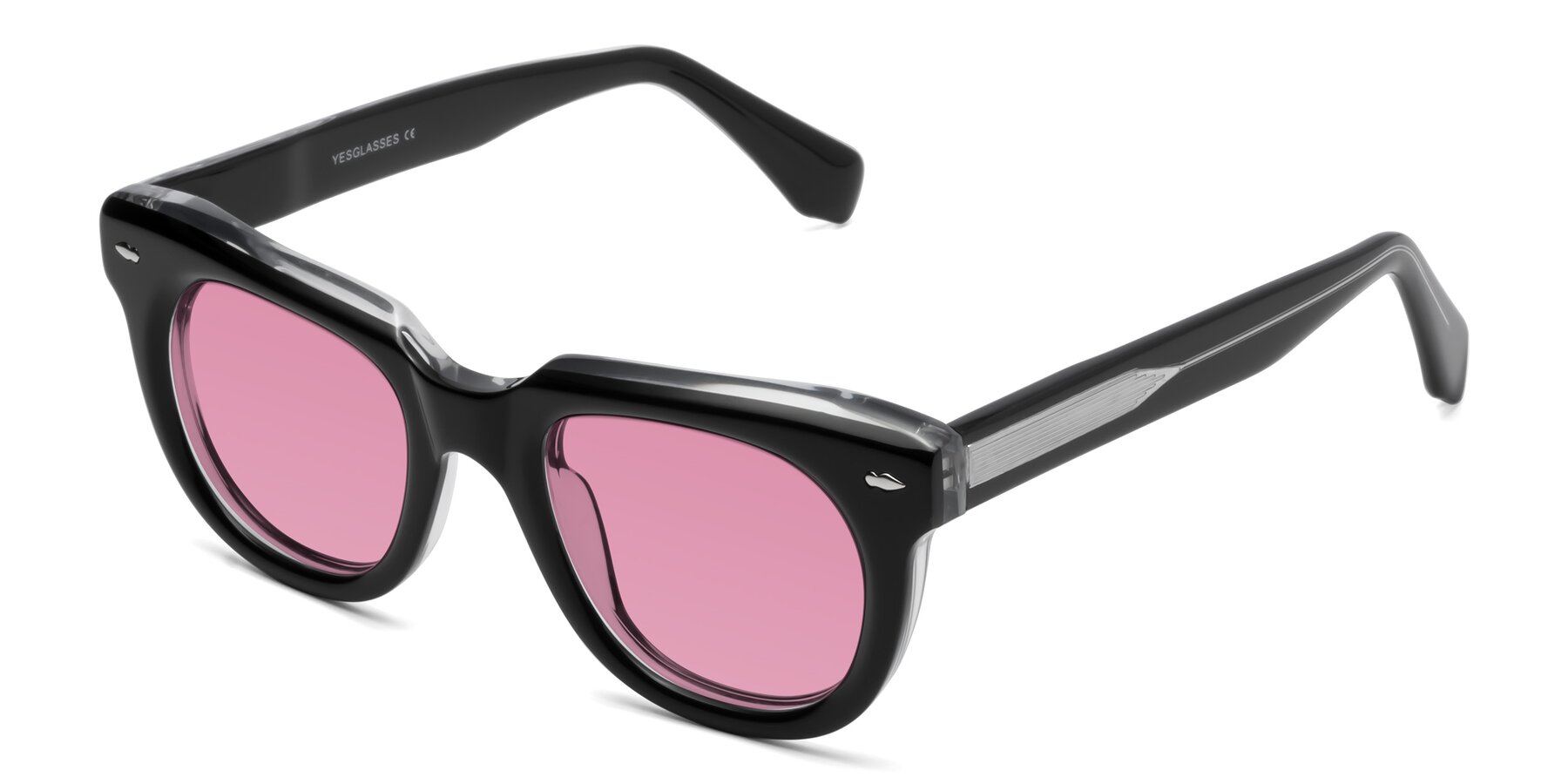 Angle of Davis in Black-Clear with Medium Wine Tinted Lenses