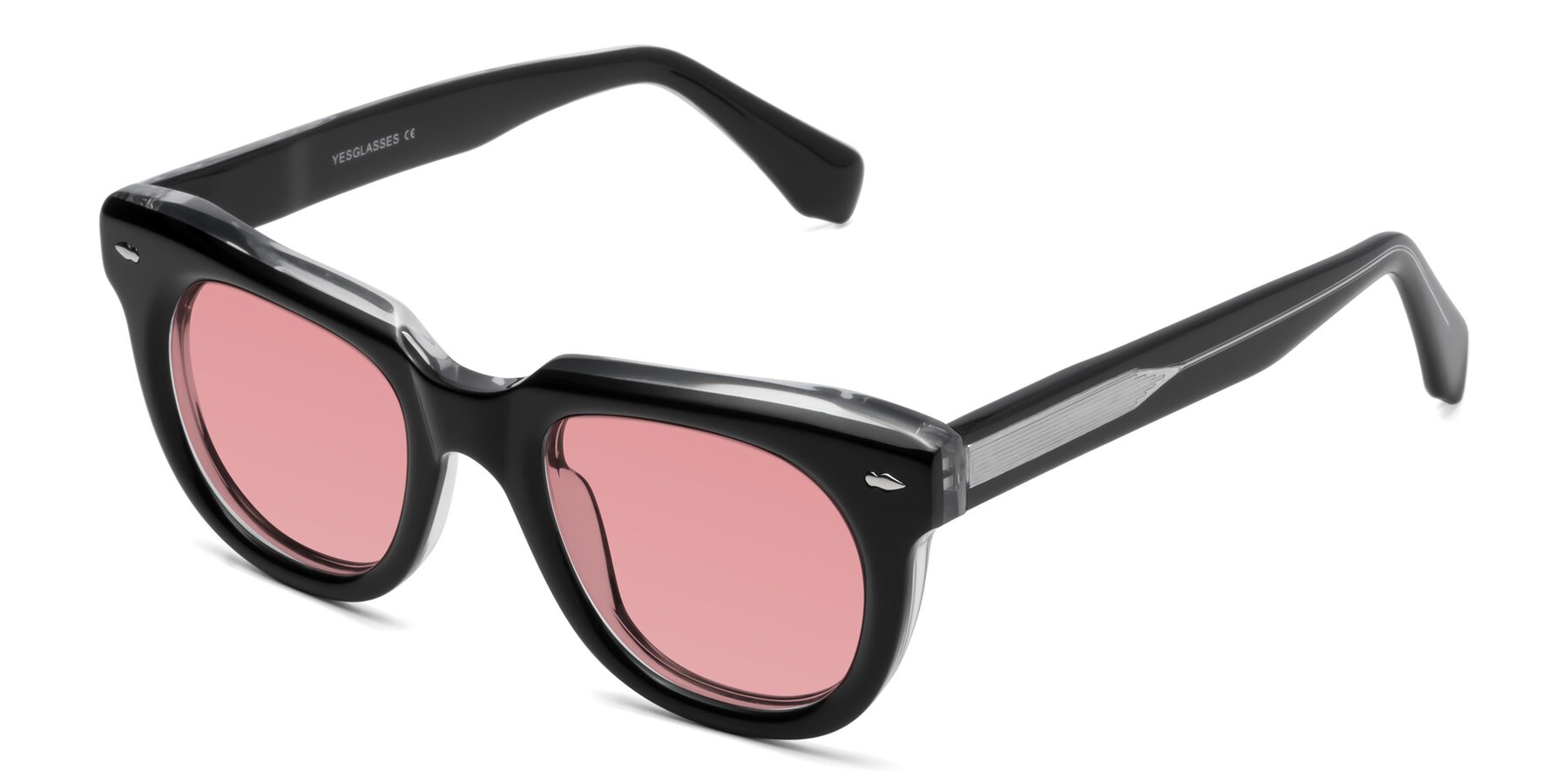 Angle of Davis in Black-Clear with Medium Garnet Tinted Lenses