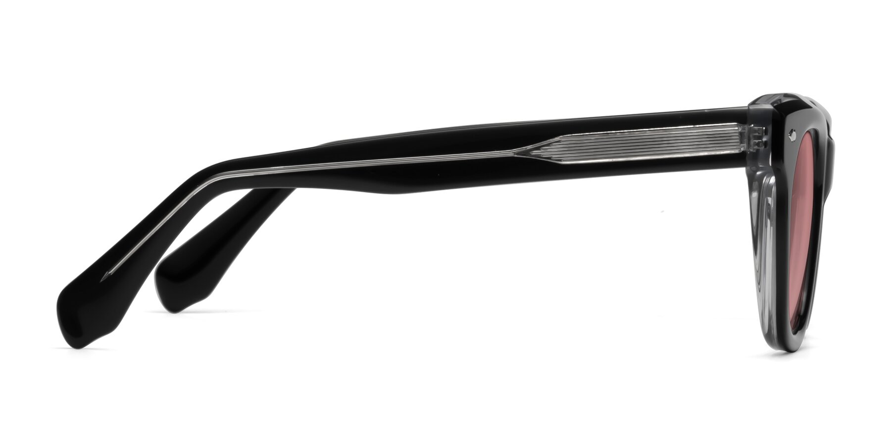 Side of Davis in Black-Clear with Medium Garnet Tinted Lenses