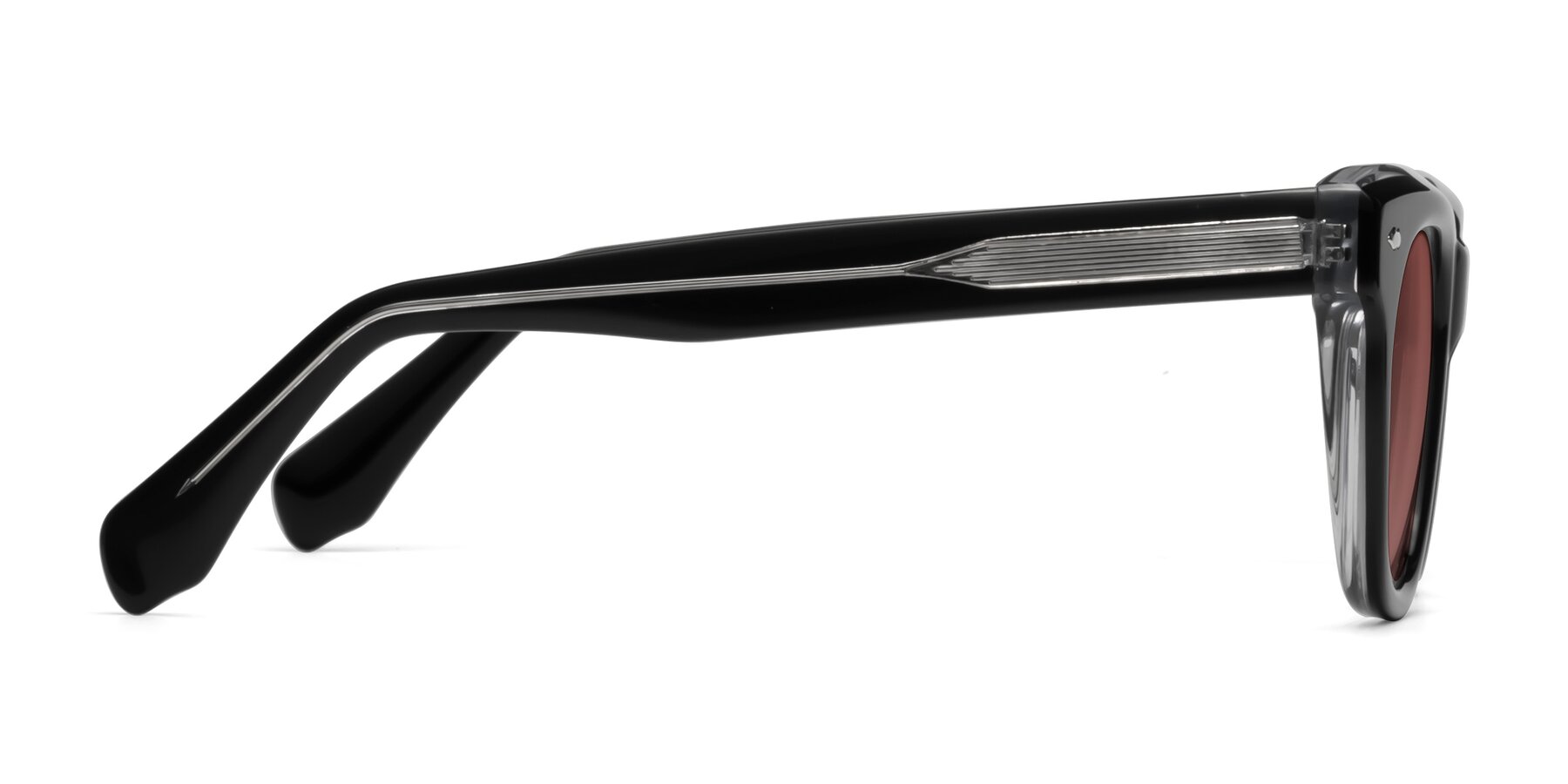 Side of Davis in Black-Clear with Garnet Tinted Lenses