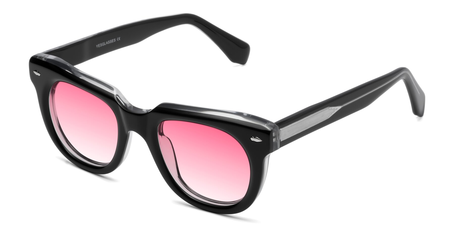 Angle of Davis in Black-Clear with Pink Gradient Lenses