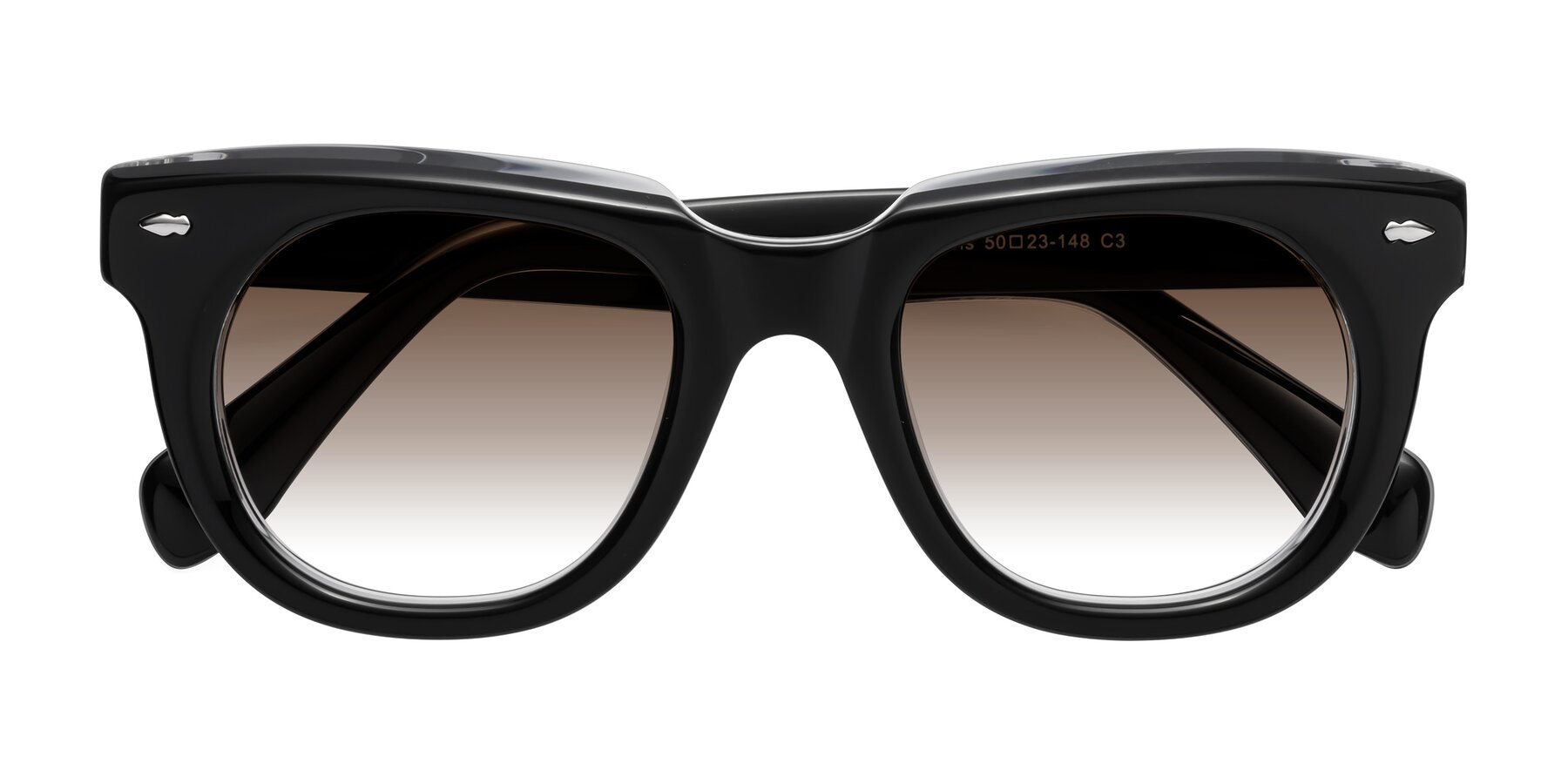 Folded Front of Davis in Black-Clear with Brown Gradient Lenses