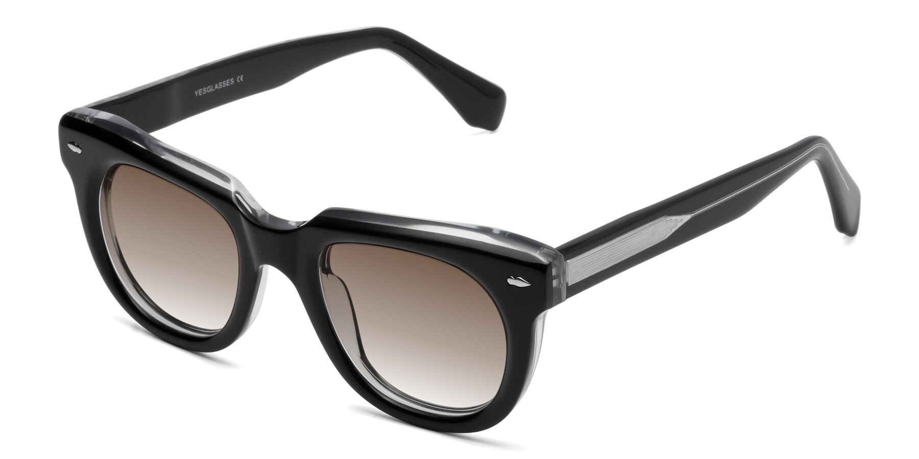 Angle of Davis in Black-Clear with Brown Gradient Lenses