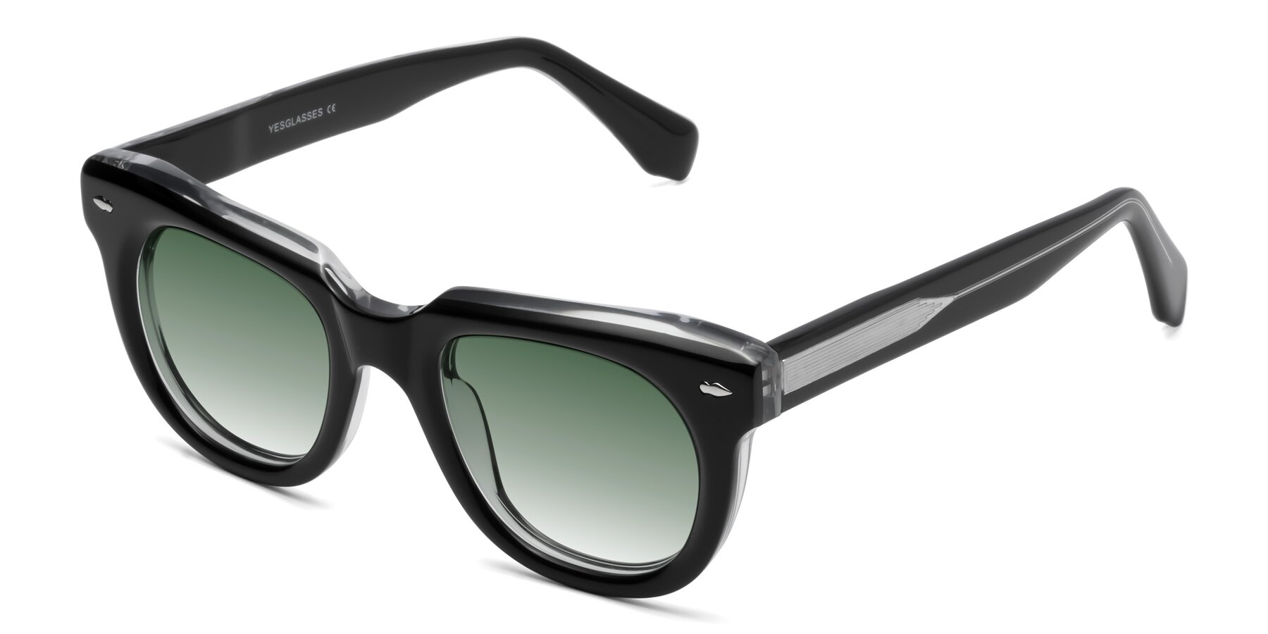 Angle of Davis in Black-Clear with Green Gradient Lenses