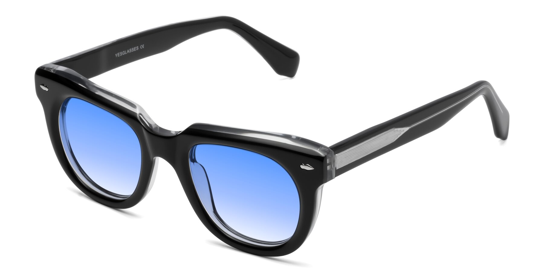 Angle of Davis in Black-Clear with Blue Gradient Lenses
