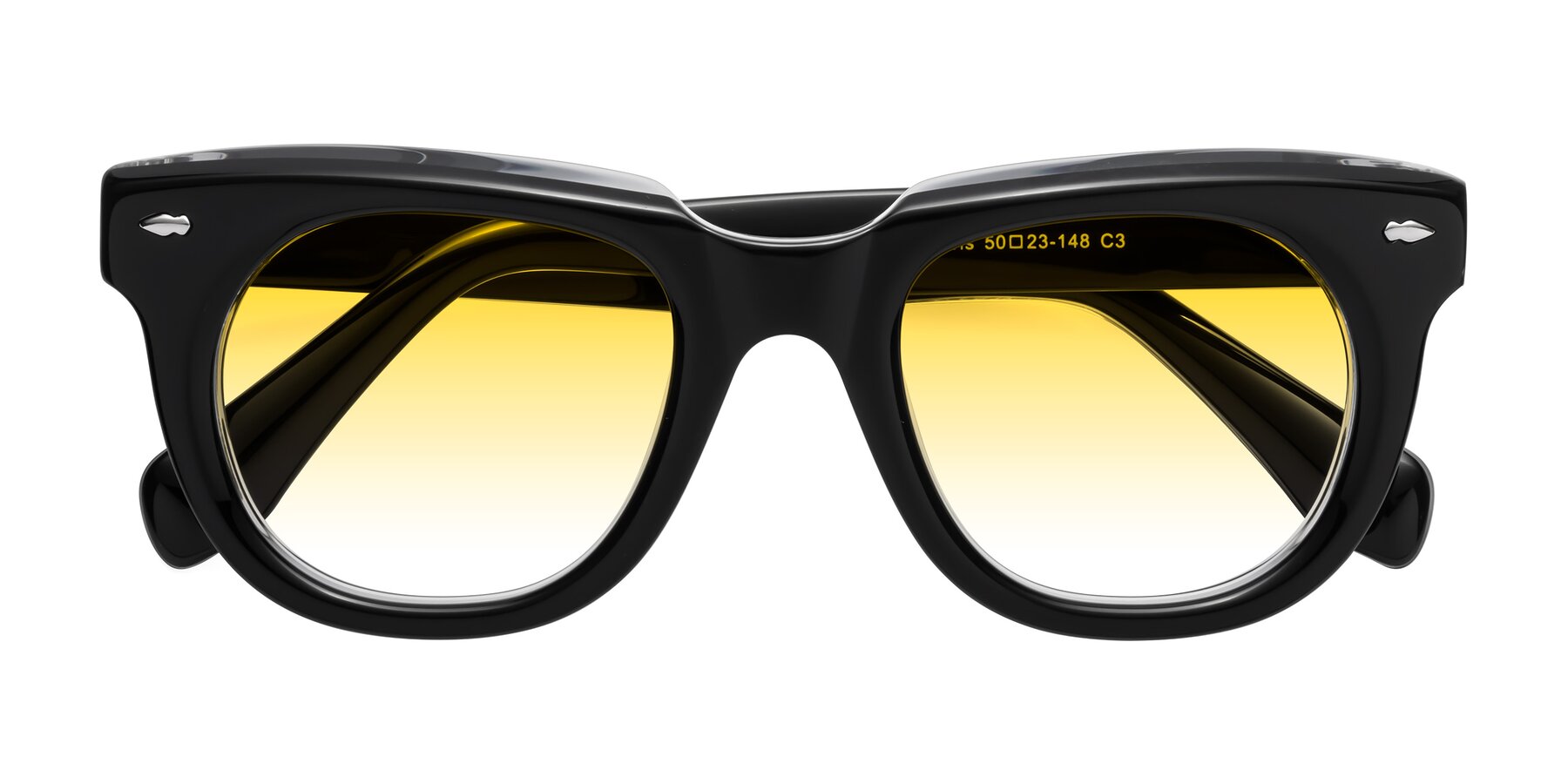 Folded Front of Davis in Black-Clear with Yellow Gradient Lenses