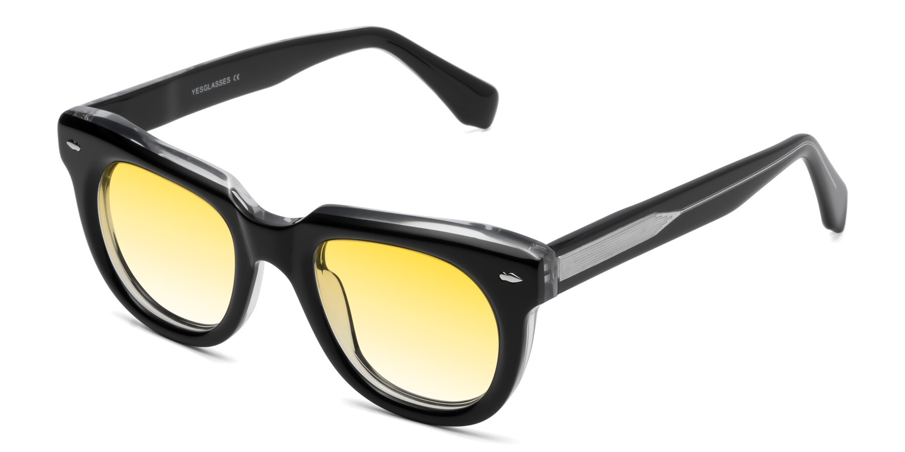 Angle of Davis in Black-Clear with Yellow Gradient Lenses