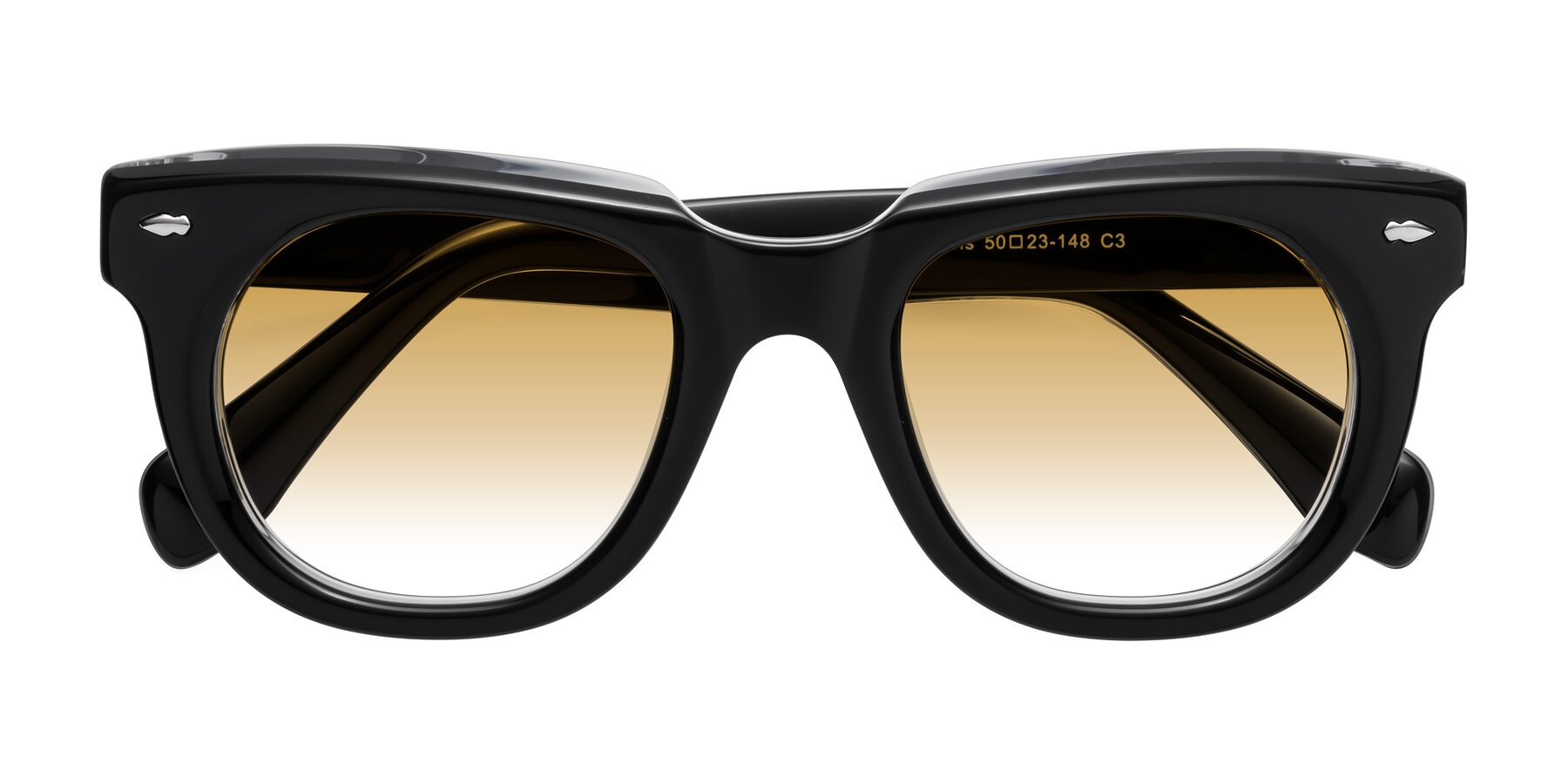 Folded Front of Davis in Black-Clear with Champagne Gradient Lenses