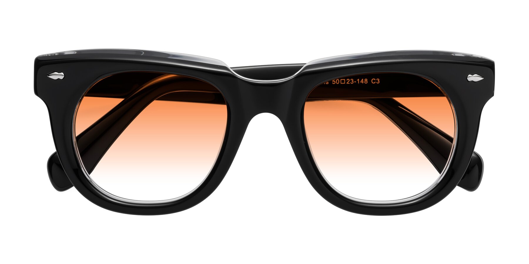 Folded Front of Davis in Black-Clear with Orange Gradient Lenses