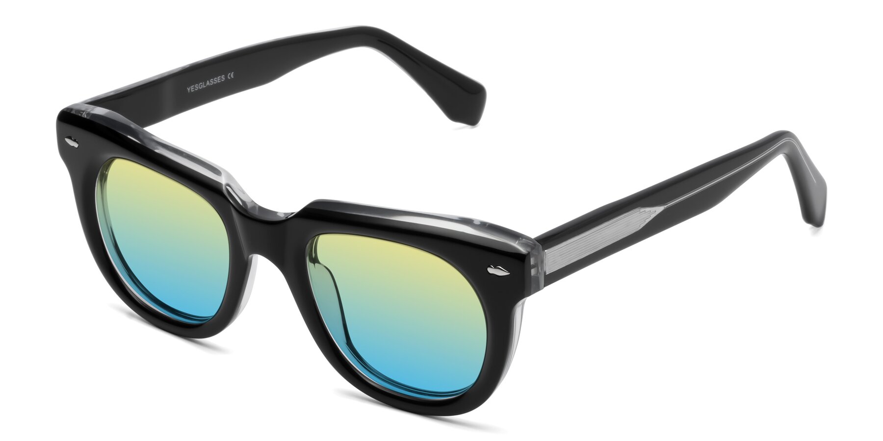 Angle of Davis in Black-Clear with Yellow / Blue Gradient Lenses