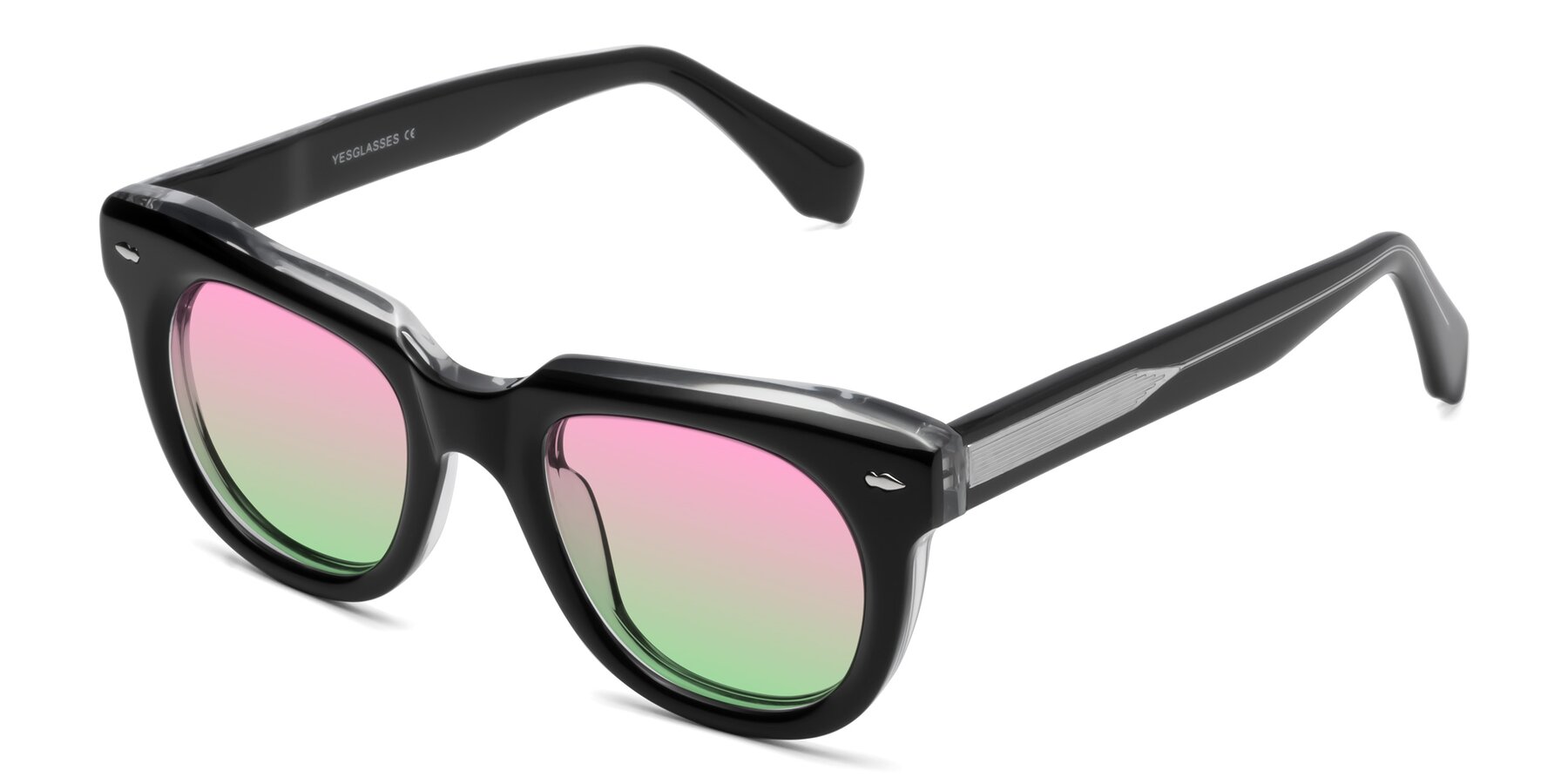 Angle of Davis in Black-Clear with Pink / Green Gradient Lenses