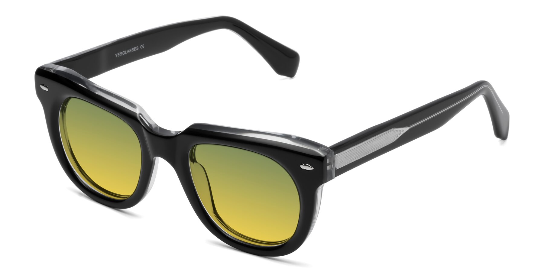 Angle of Davis in Black-Clear with Green / Yellow Gradient Lenses