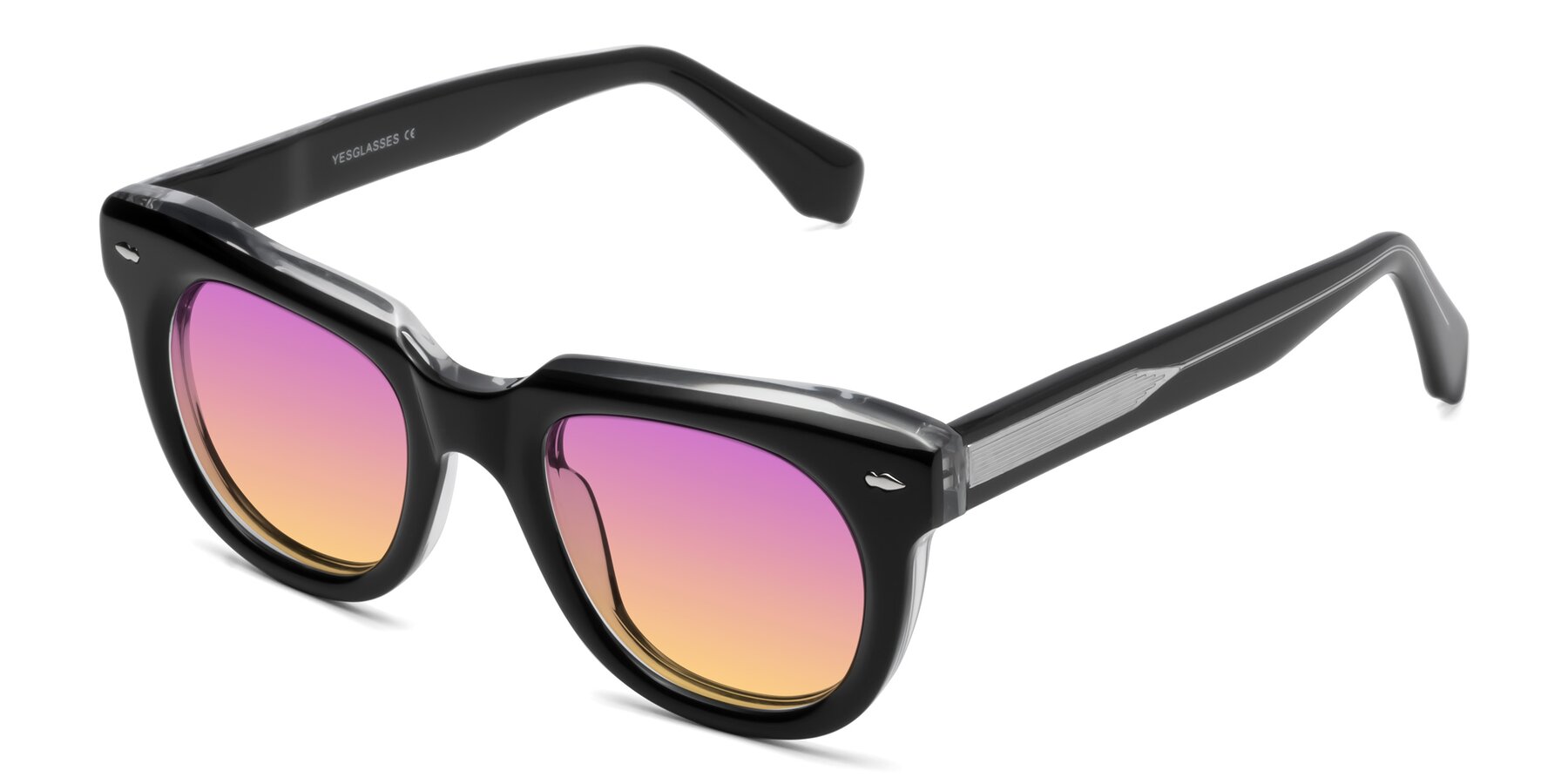 Angle of Davis in Black-Clear with Purple / Yellow Gradient Lenses