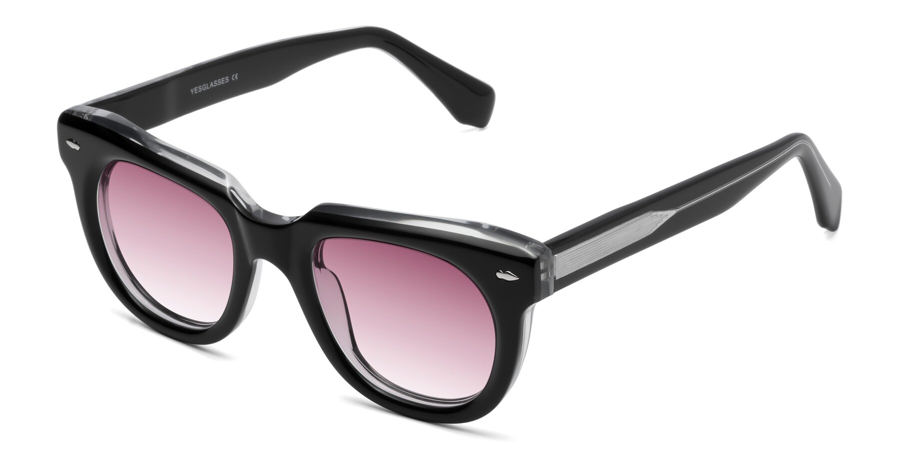 Angle of Davis in Black-Clear with Wine Gradient Lenses