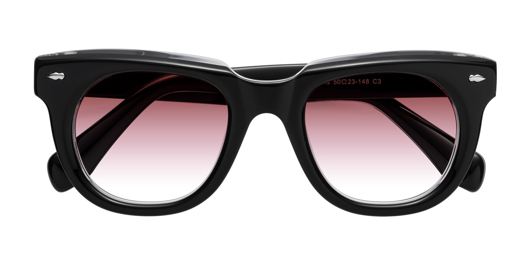 Folded Front of Davis in Black-Clear with Garnet Gradient Lenses