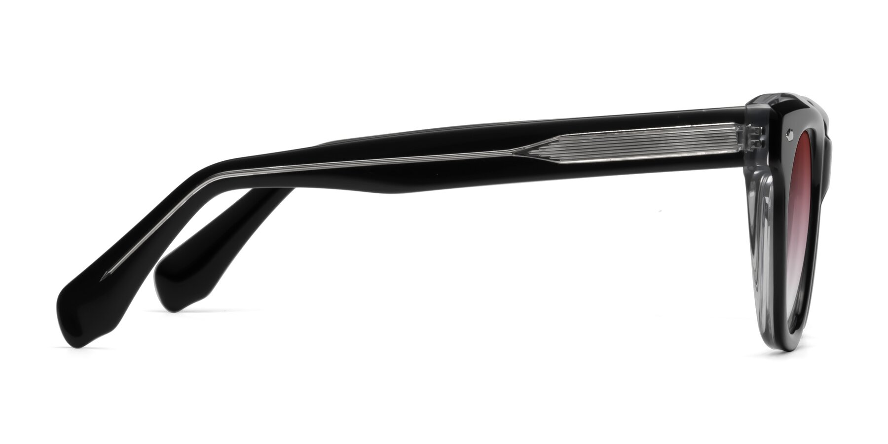 Side of Davis in Black-Clear with Garnet Gradient Lenses