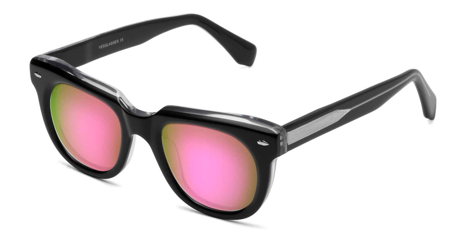 Angle of Davis in Black-Clear with Pink Mirrored Lenses
