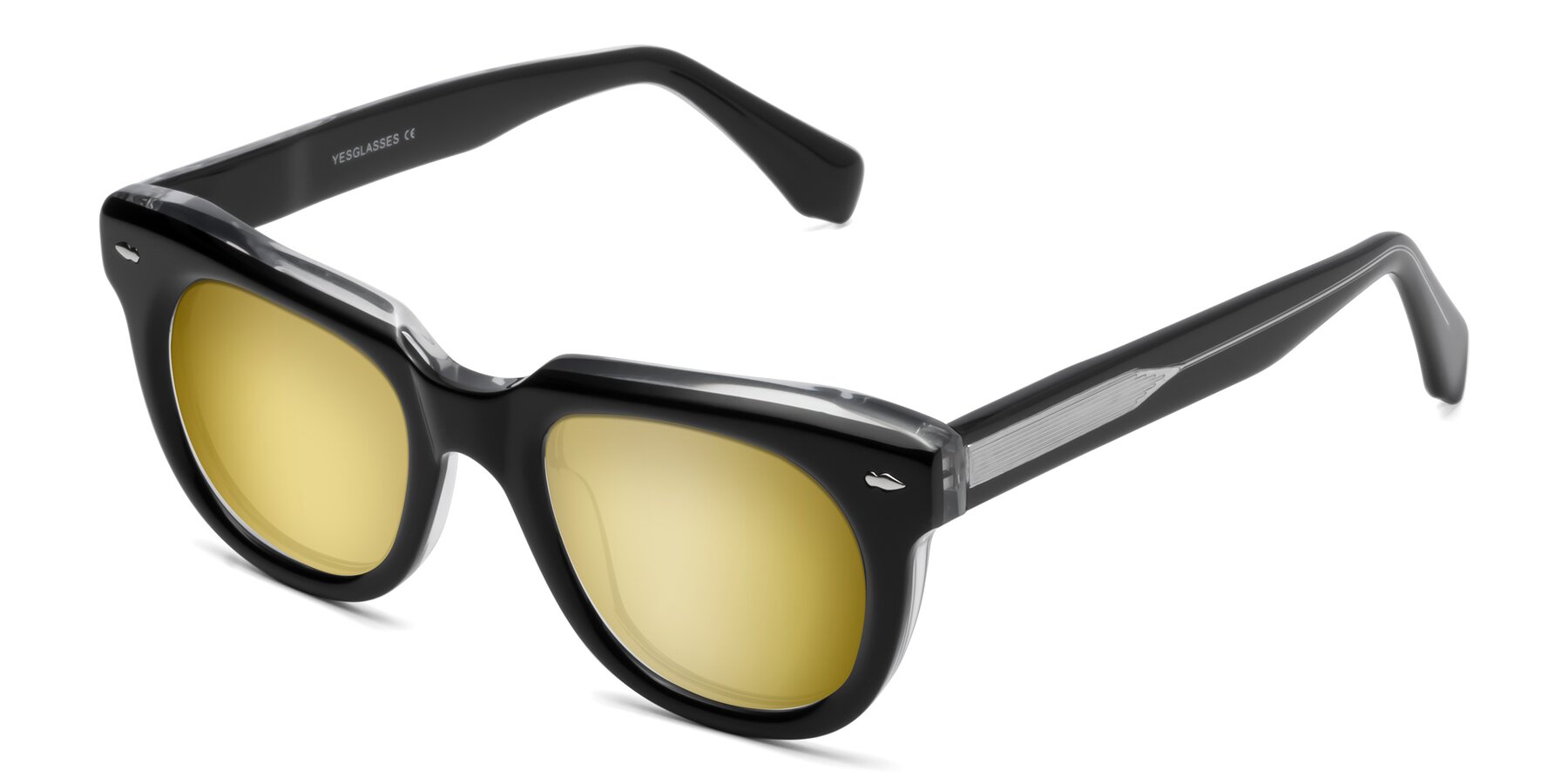 Angle of Davis in Black-Clear with Gold Mirrored Lenses