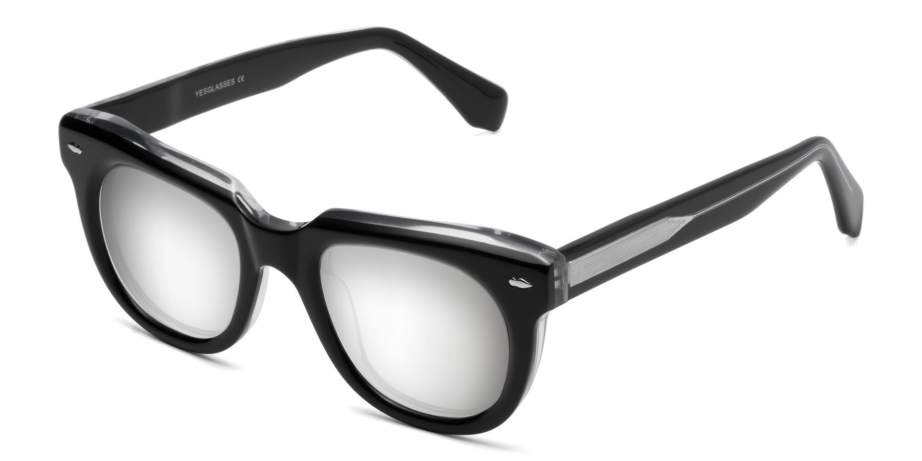 Angle of Davis in Black-Clear with Silver Mirrored Lenses