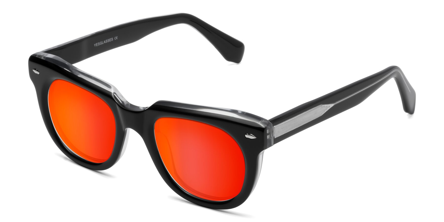 Angle of Davis in Black-Clear with Red Gold Mirrored Lenses