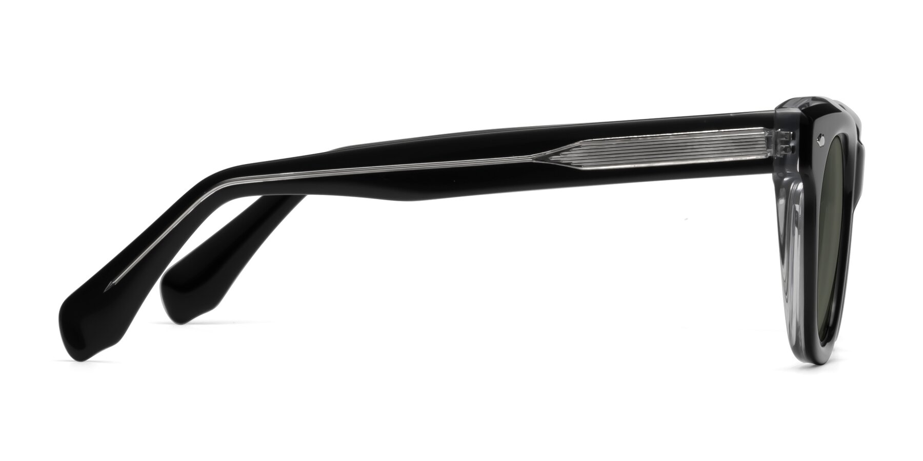 Side of Davis in Black-Clear with Gray Polarized Lenses