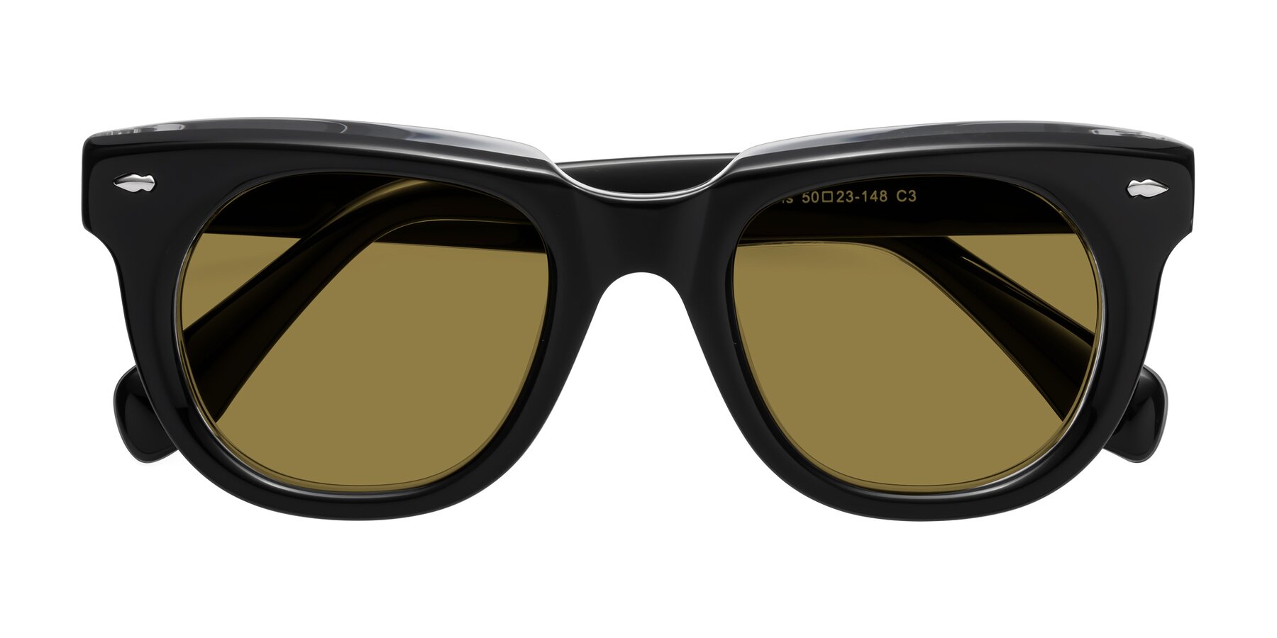 Folded Front of Davis in Black-Clear with Brown Polarized Lenses