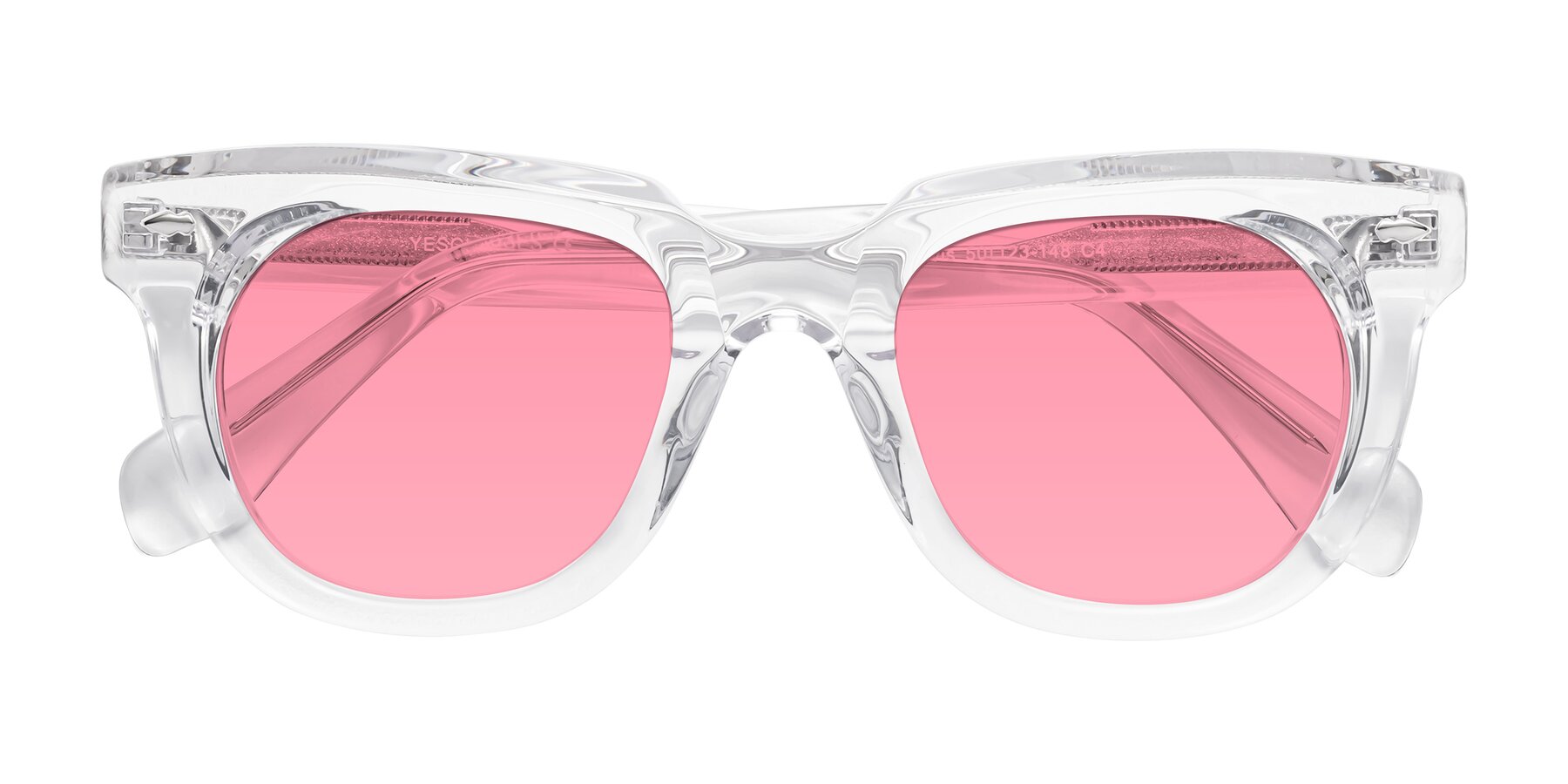 Folded Front of Davis in Clear with Pink Tinted Lenses