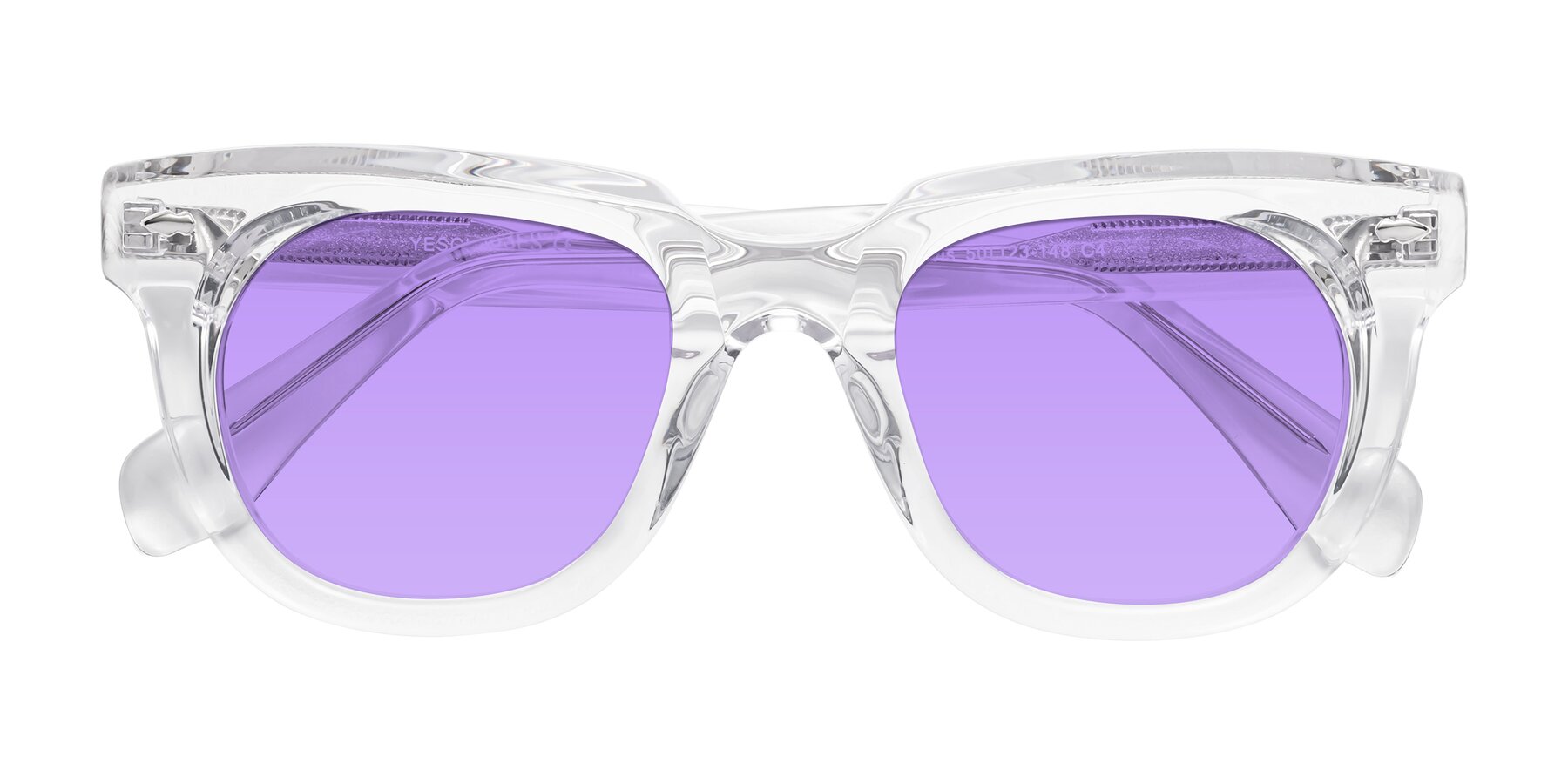 Folded Front of Davis in Clear with Medium Purple Tinted Lenses