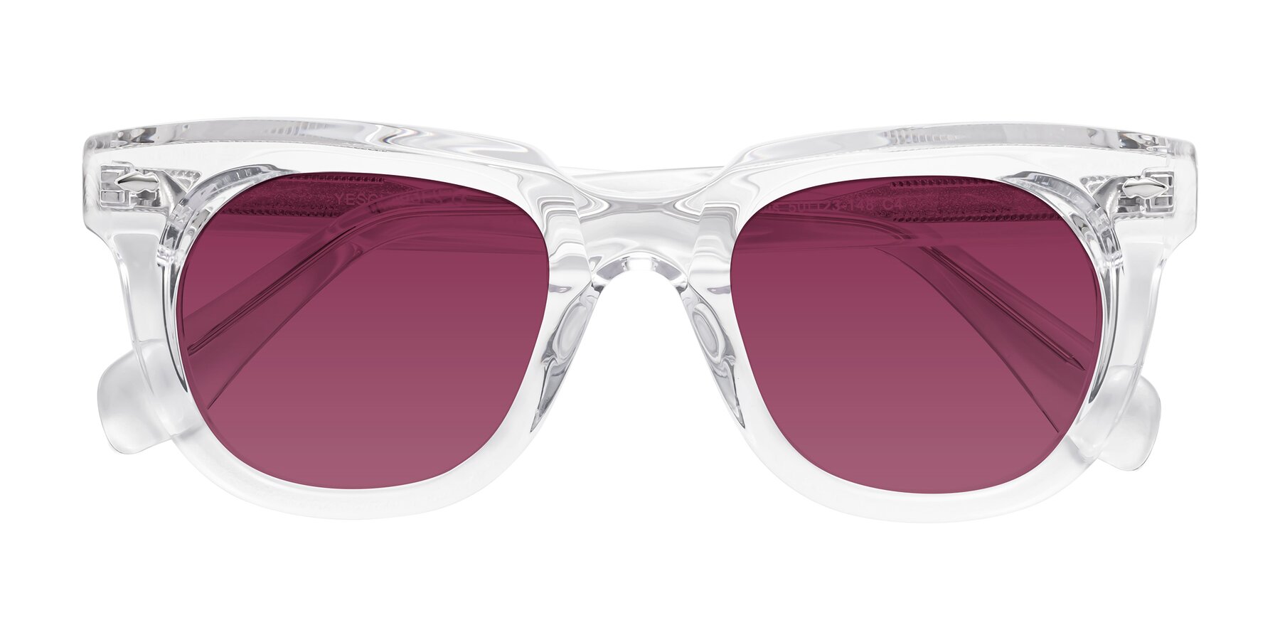 Folded Front of Davis in Clear with Wine Tinted Lenses