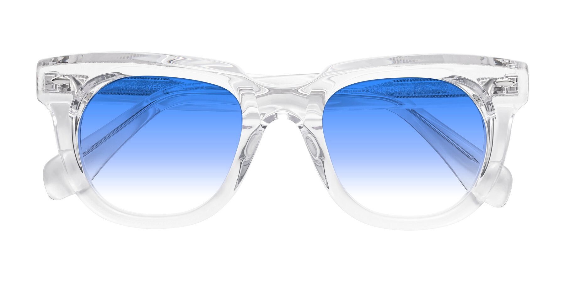 Folded Front of Davis in Clear with Blue Gradient Lenses