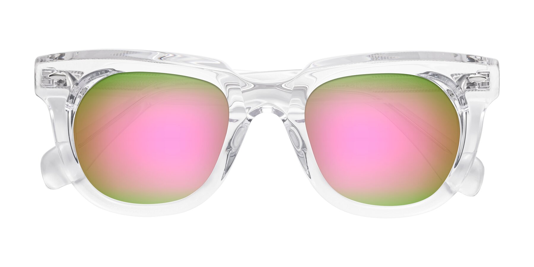 Folded Front of Davis in Clear with Pink Mirrored Lenses