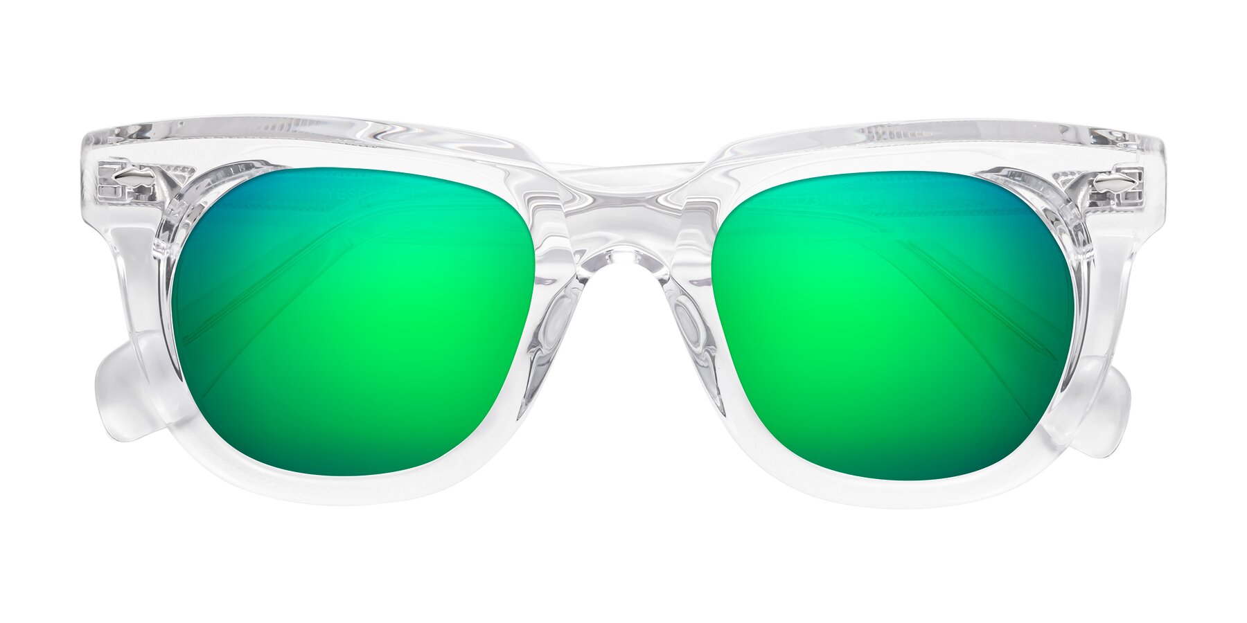Folded Front of Davis in Clear with Green Mirrored Lenses