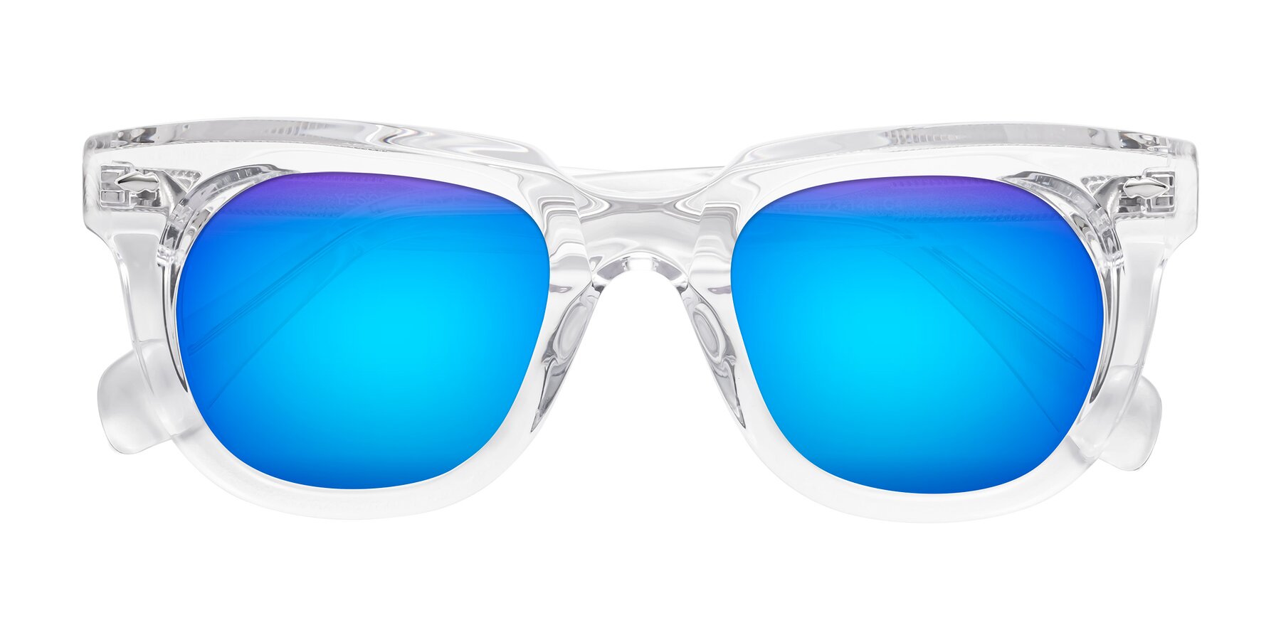 Folded Front of Davis in Clear with Blue Mirrored Lenses