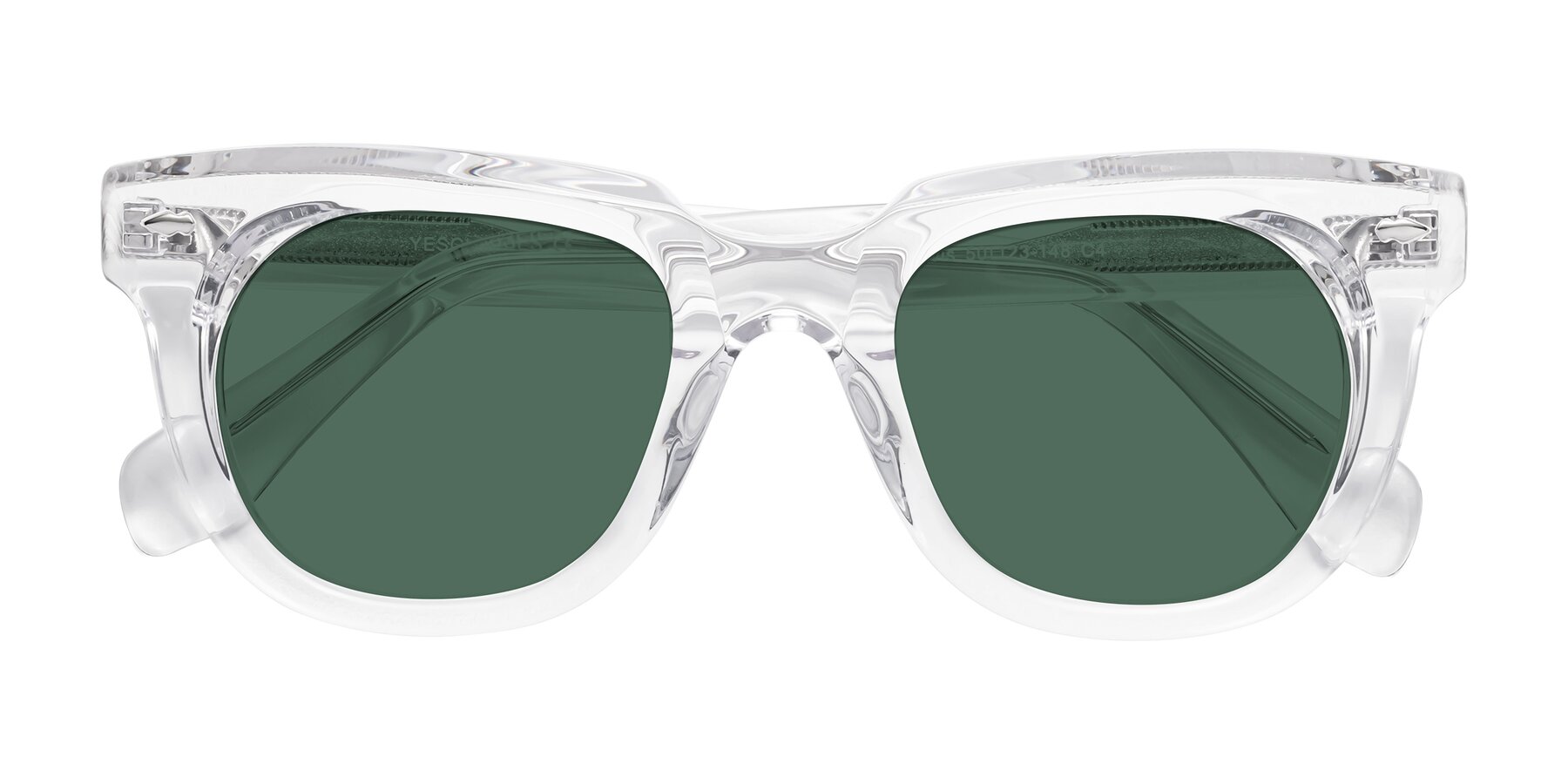 Folded Front of Davis in Clear with Green Polarized Lenses