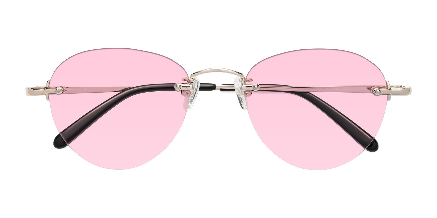 Folded Front of Quinn in Light Gold with Light Pink Tinted Lenses