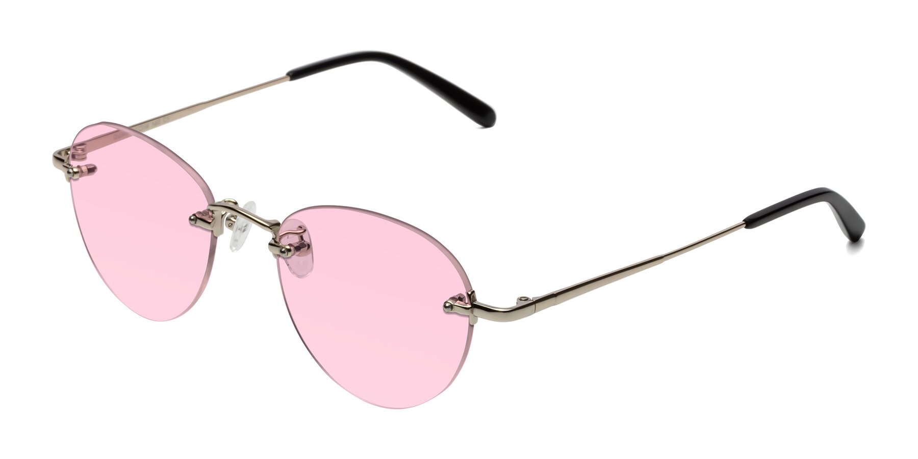 Angle of Quinn in Light Gold with Light Pink Tinted Lenses