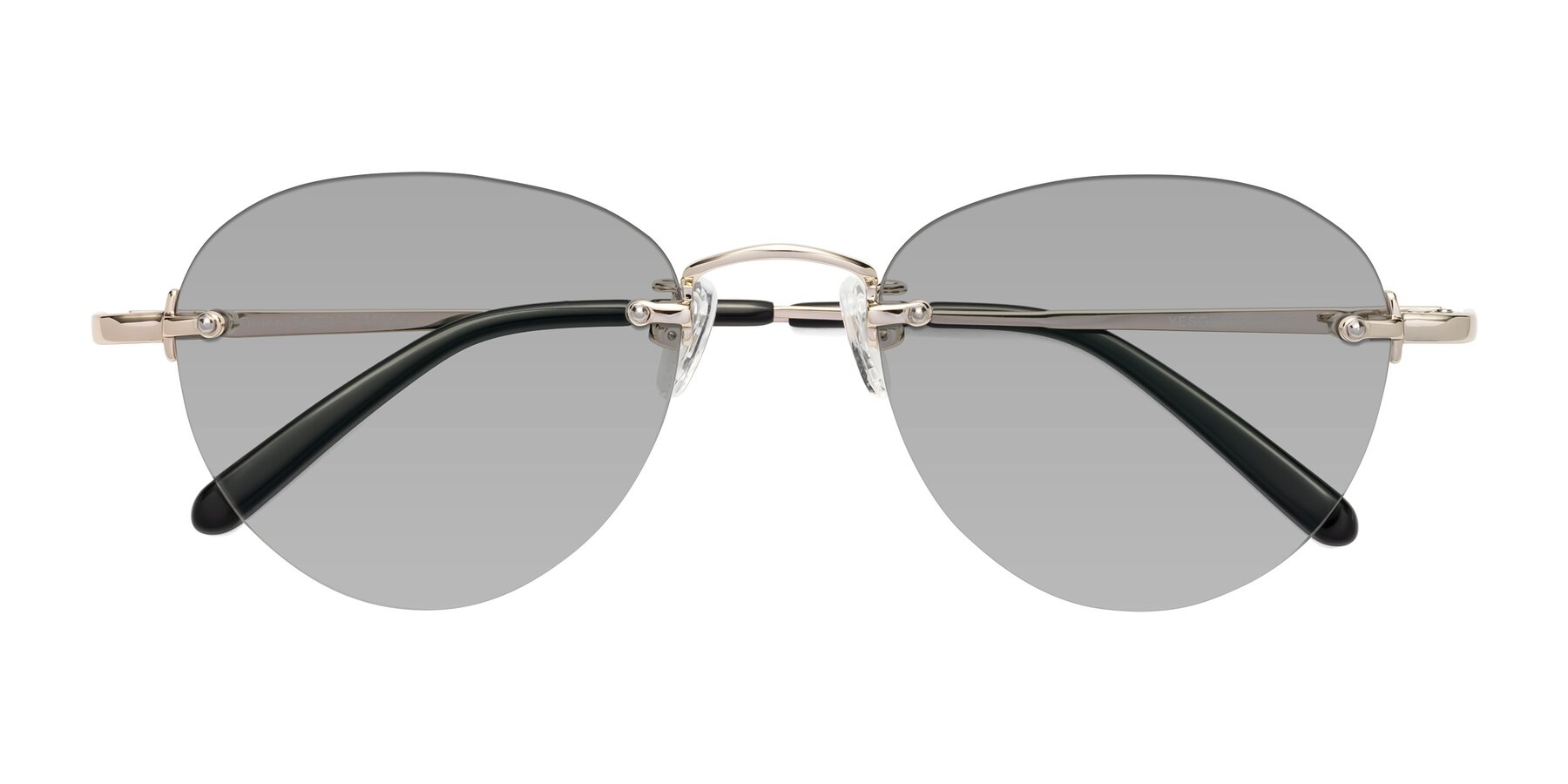 Folded Front of Quinn in Light Gold with Light Gray Tinted Lenses