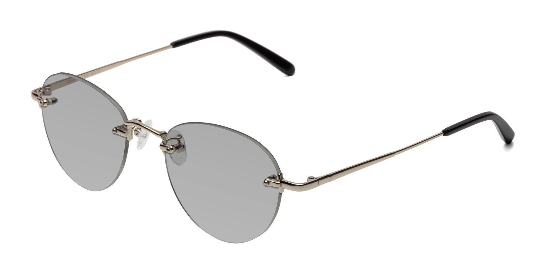 Angle of Quinn in Light Gold with Light Gray Tinted Lenses