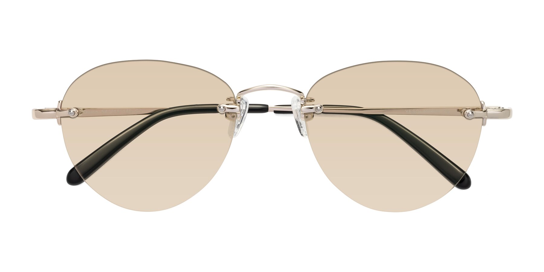 Folded Front of Quinn in Light Gold with Light Brown Tinted Lenses