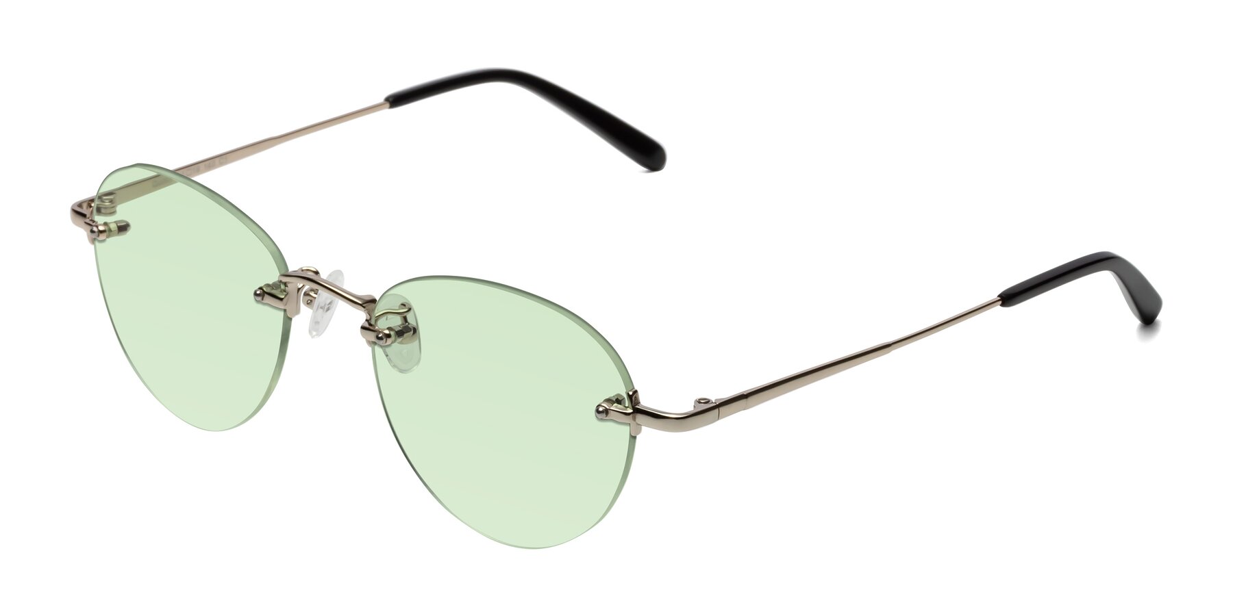 Angle of Quinn in Light Gold with Light Green Tinted Lenses