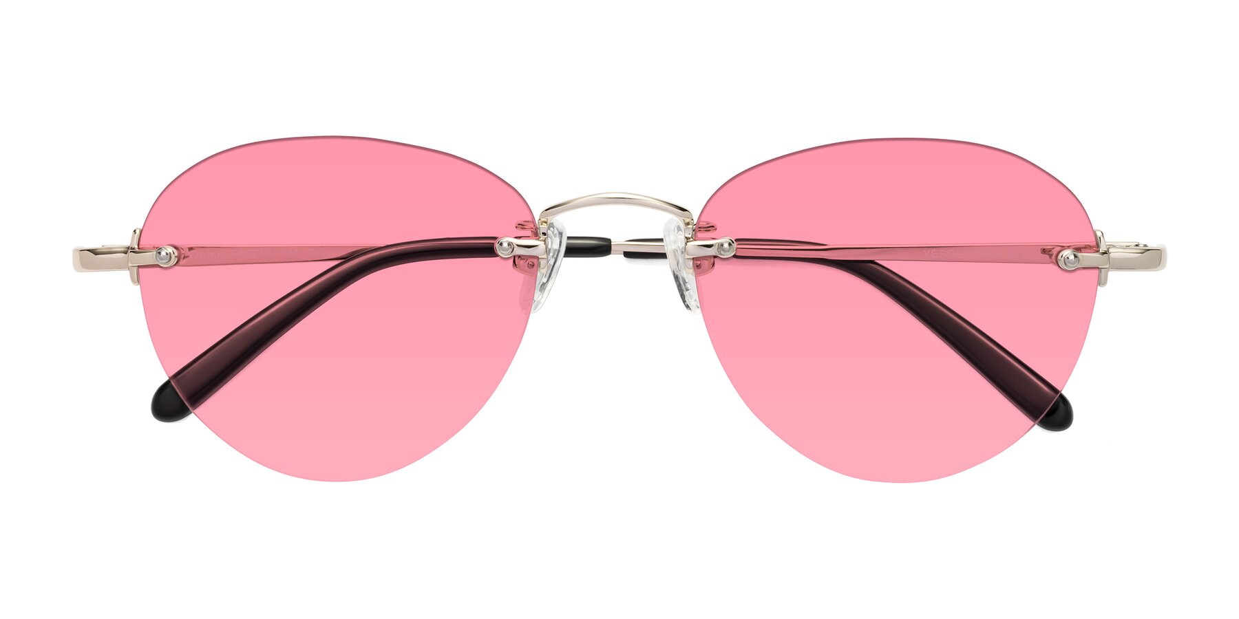 Folded Front of Quinn in Light Gold with Pink Tinted Lenses