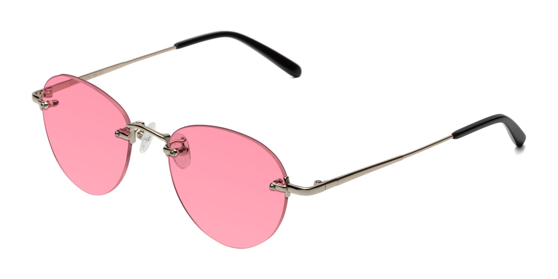 Angle of Quinn in Light Gold with Pink Tinted Lenses