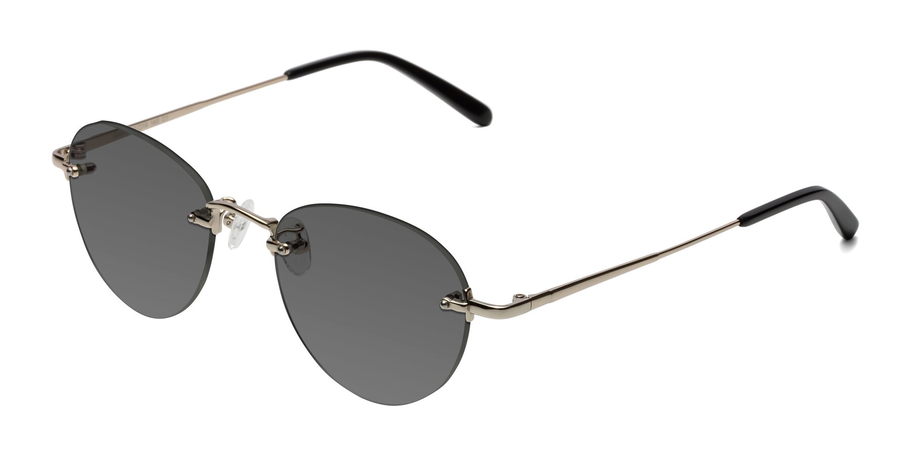 Angle of Quinn in Light Gold with Medium Gray Tinted Lenses