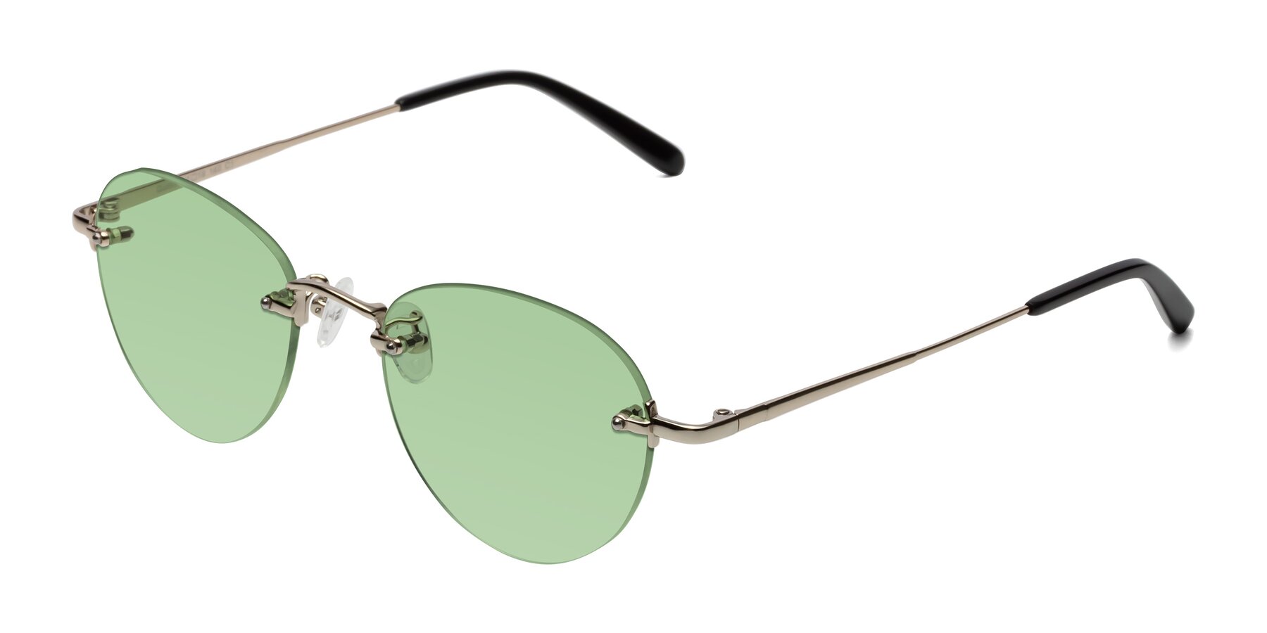 Angle of Quinn in Light Gold with Medium Green Tinted Lenses