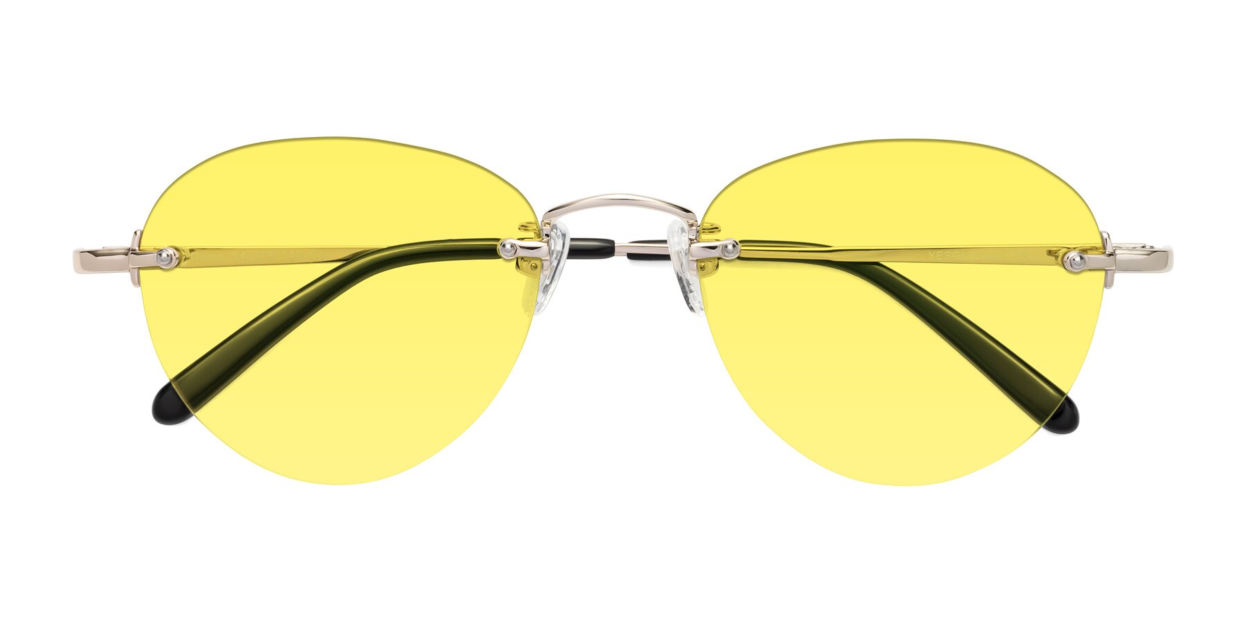 Folded Front of Quinn in Light Gold with Medium Yellow Tinted Lenses
