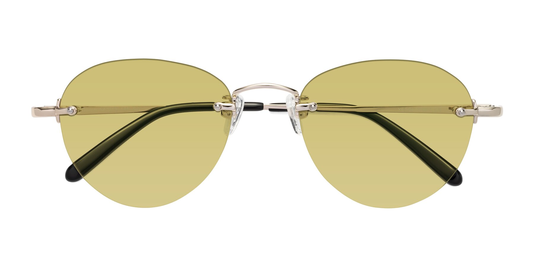 Folded Front of Quinn in Light Gold with Medium Champagne Tinted Lenses