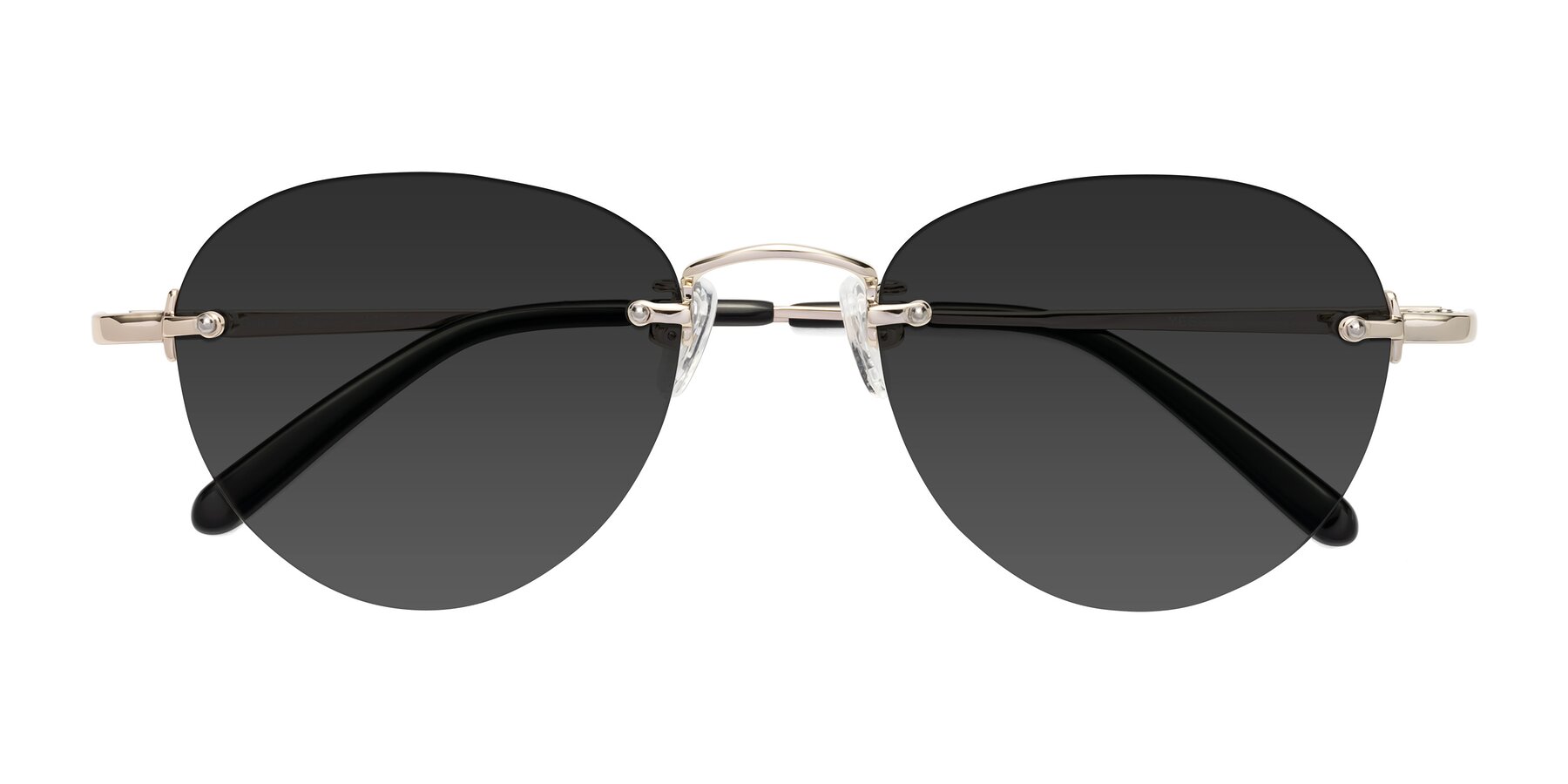 Folded Front of Quinn in Light Gold with Gray Tinted Lenses