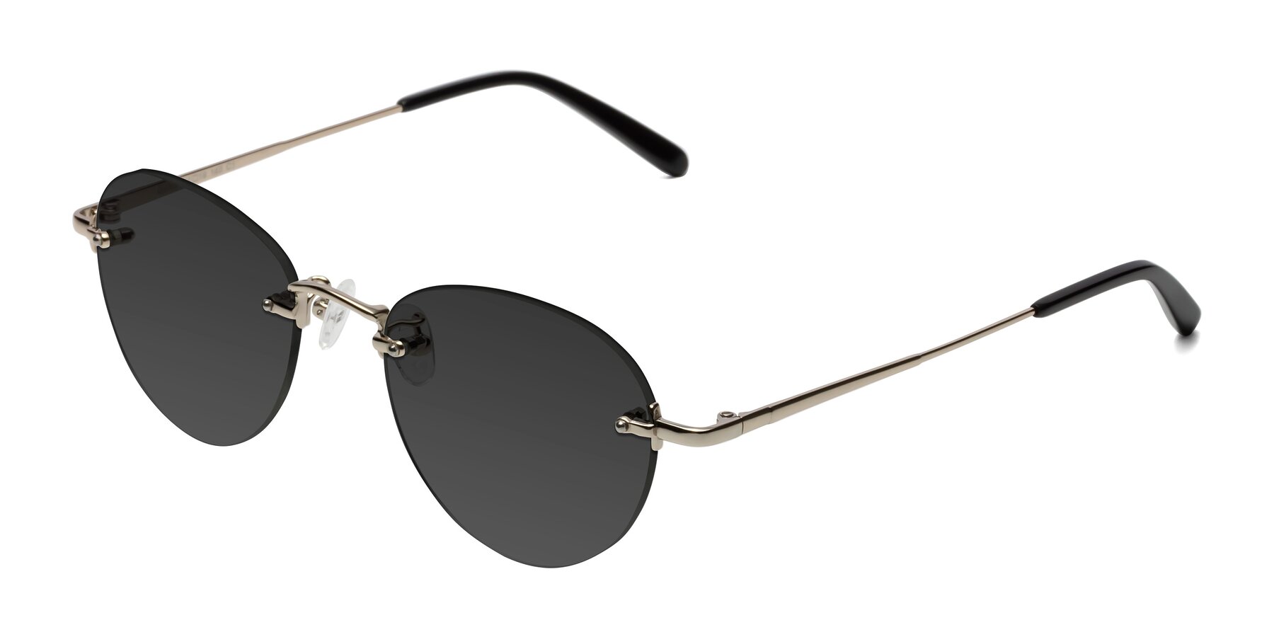 Angle of Quinn in Light Gold with Gray Tinted Lenses