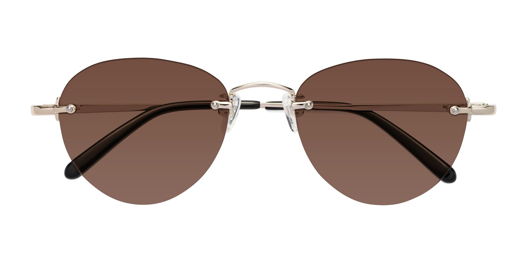 Folded Front of Quinn in Light Gold with Brown Tinted Lenses