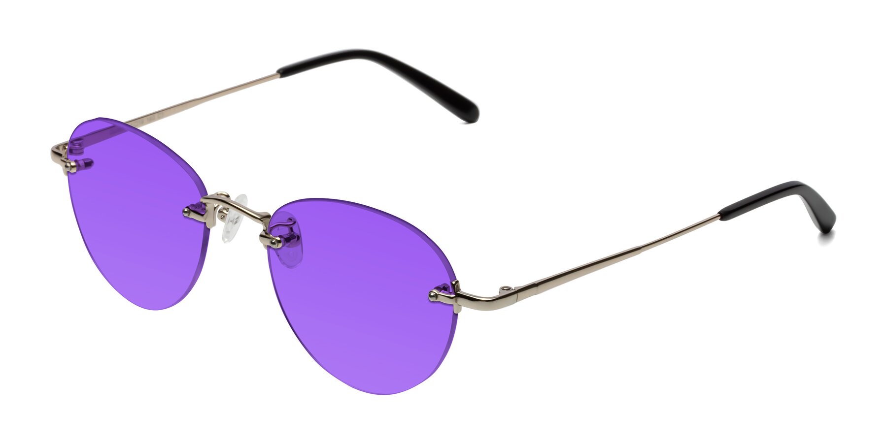Angle of Quinn in Light Gold with Purple Tinted Lenses